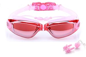 Occhialini da nuoto, Beeway® Premium confortevole Swim Googles attaccato tappi per le orecchie, anti nebbia protezione UV lenti completamente regolabile per adulti da uomo e da donna e bambini 8 +