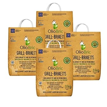 Oliobric Grillbriketts Aus Olivenkernen 12kg Ohne Rauch Kein Holz Keine Funken Lange Brenndauer 100 Recycelte Grillkohle Briketts Fr Jeden Grill Umweltfreundliche Rauchfreie Kohle Zum Grillen