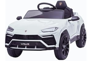 FINOOS Lambo Urus Elektroauto für Kinder, Originallizenz, Batterie, vertikal öffnende Türen, 2 Motoren, 12-V-Batterie, 2,4-GHz-Fernsteuerung, 1 bis 4 Jahre (Weiß)