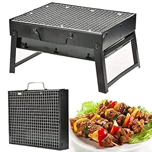 Gikvni Portable & Foldable Carbon Steel barbeque grills Briefcase Style Chicken Tandoor griller Tanduri griller for Home Barbeque for Outdoor and Indoor Dining Charcoal Base Grill Toaster