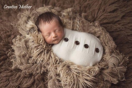 Creative Mother Christmas Cocoon Sleeping Bag for Newborn Boy Girl Cotton Knitted Crochet Photography Prop (Button White)