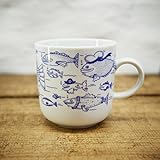 Kaffeebecher / Becher Fische maritimes Design - Porzellan blau-weiss von Ahoi Marie