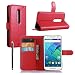 Produktbild Owbb Folio Brieftasche Ledertasche für Moto X Style Smartphone mit Ständerfunktion und card holder-Rote