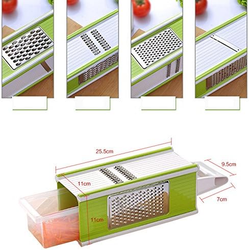 Highdas Multi Vegetable Slicer &amp; Grater Kitchen Set -Comes with Container£¬Food Holder, Fruit Peeler and 4 Stainless Steel Blade,Thin Slicer, Cutter, Waffle Slicer and Shredder All in 1,Best Hand-held Easy Chip for Potato Chips, Tomato, Carrot, Radish, Cucumber, Wire Cheese, Lime, Onion