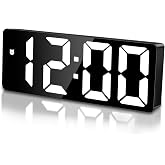 Sarsumir Digital Alarm Clock, Desktop Digital Clock Large LED Display Smart Alarm Clock Powered by USB/Battery with Time Date
