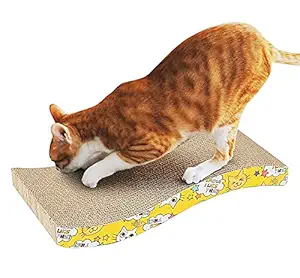 PSK PET MART Jumbo Size Scratching Board/Scratch Pad Cum Healthy Toy with Catnip for Cat/Kitten/Puppy/Yellow Color