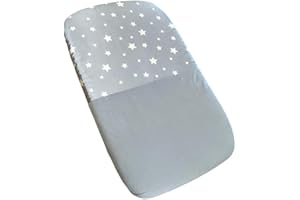 T&T TIM & TAM Mane by Tim & TAM Satin and Organic Cotton Crib Fitted Sheet- Helps Protect Delicate Hair & Skin, for balding, Knotty Dry Hair and Dry Skin - Grey Stars