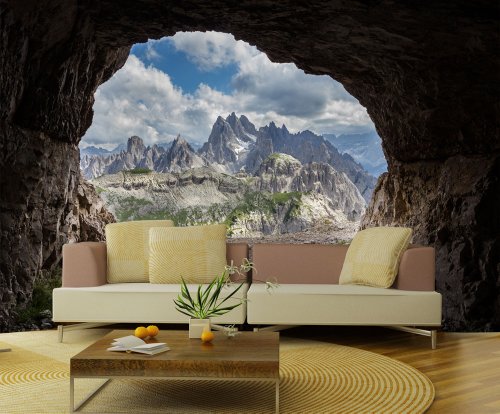 Wandbild Foto-Tapete Dolomitenhöhle Alpen KT247 Tapete Italien Berg Höhle Fototapete Größe: 420x270cm XXL-Tapete Papiertapete Kleistertapete - 2