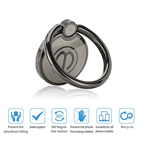 Meidom Smartphone Fingerhalterung 360Â° drehbarer Ringhalter Auto Finger-Halter Finger-Halterung Fitness Halterung Hand Handy Ring fÃ¼r Apple iPhone,Samsung,Huawei,Sony, iPad-Schwarz