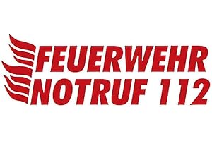 JHEPPBAY Auto-Aufkleber - FEUERWEHR NOTRUF 112-307780 rot - Gr. ca. 25x8,5cm**