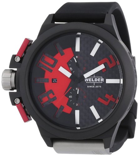 Welder by U-boat K35 Oversize Chronograph Black PVD Steel Mens Watch Red Dial K35-2501