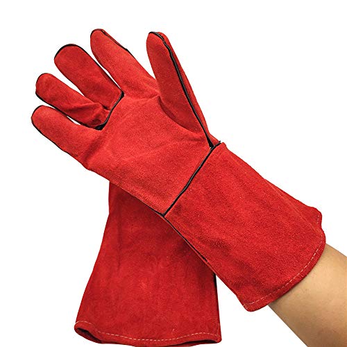 examen Gants de soudure, longs gants de soudeur en cuir pour barbecue, protection des mains, grill résistant à la chaleur