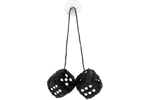 AYNKH 6 cm flauschige Würfel zum Aufhängen am Autospiegel, Weihnachtsbaumdekoration, Auto-Innendekoration, Paar hängende Würfel (schwarz)
