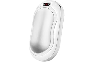 COMBLU Scaldamani ricaricabile, 10000 mAh, riutilizzabile, con display della temperatura, portatile, 3 livelli, regalo invernale per la famiglia (argento)