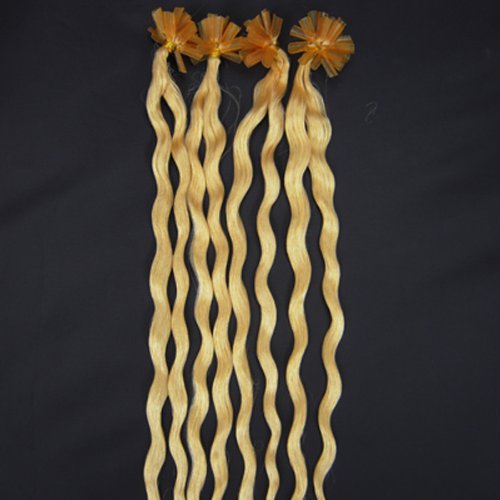 Curly 20'' Pre Bonded Tipped Hair Nail Tip U-tip 100% of Real Remy Human Hair Extensions 100S 8 Colors for choose Beauty Popular Style 50g FOR 100S (613 light blonde)