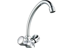 Edouard Rousseau - Mélangeur Lavabo Konfort - Robinet en Laiton à Bec Mobile - Poignées en Métal - 242 (Hauteur) x 155 (Saillie) mm - Chromé