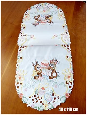 Easter Easter Bunnies Table Runner Table Cloth Table Topper Yellow Beige – Choice of sizes, 40 x 110 cm