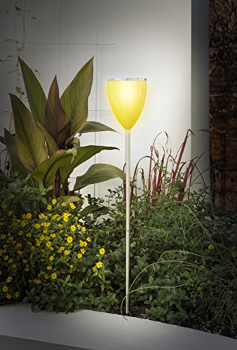 Stellar Solarleuchte Copa Fun / gelb / moderene Edelstahlleuchte mit orangem Lampenschirm, 1 weiße High Power LED 1041-2 - 4