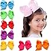 4.5" Solid Baby Girls Clip Hair Bows Large Set Of 16 Color
