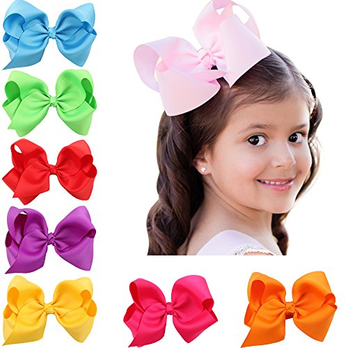 4.5" Solid Baby Girls Clip Hair Bows Large Set Of 16 Color