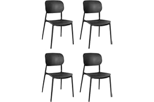 MOHOME Sedia Nera Polipropilene Set da 4 Impilabili Design Ergonomico Minimalista Dimensioni 79 x 54,5 x 46 cm Interno Esterno Casa Ufficio Bar Ristorante