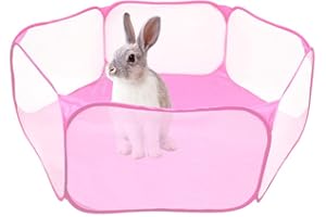 MADEOKOLTD Folding Pet Cat Playpen Rabbit Hamster Indoor Outdoor Guinea Pig Run Portable UK (Pink)