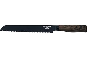 Rockingham Forge Forester Series - Coltello da pane seghettato, 20,3 cm, lama in acciaio inox con rivestimento in ossido nero, manico ergonomico in legno, RF-6186P