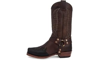 GATURA Punta Quadrata Tacco Chunky Stivali da Uomo Medievale Vintage Mid Calf Stivali Faux PU Pelle Western Cowboy Stivali, Uomini e Donne Cavaliere Stivali Lunghi, 35-48,Marrone,46