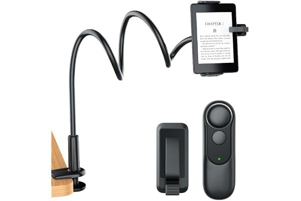 hogance Support pour Kindle avec RF Télécommande Tourne Page (HKRC004) pour Lire au lit, eReaders Support et Télécommande Liseuse for Kindle/iPad/Tablets, Cadeau pour Les lecteurs