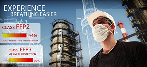 Atemschutzmaske FFP3 | Pack of 20 | Atemmaske Atemschutz Halbmaske Staubschutz Respirator Disposable Breathing Dust Mask Staubmasken Feinstaubmaske Staubmaske filter | Air Filtration with Electrospun Nanofibers - 4