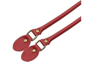 Taschenhenkel,Asudaro 1 Paar Trageriemen Leder Taschengriffe Kette Taschenzubehoer Lederband 40cm DIY Ersatz Gürtel Tote Schulterriemen für Schultertasche Tote Tasche Rot