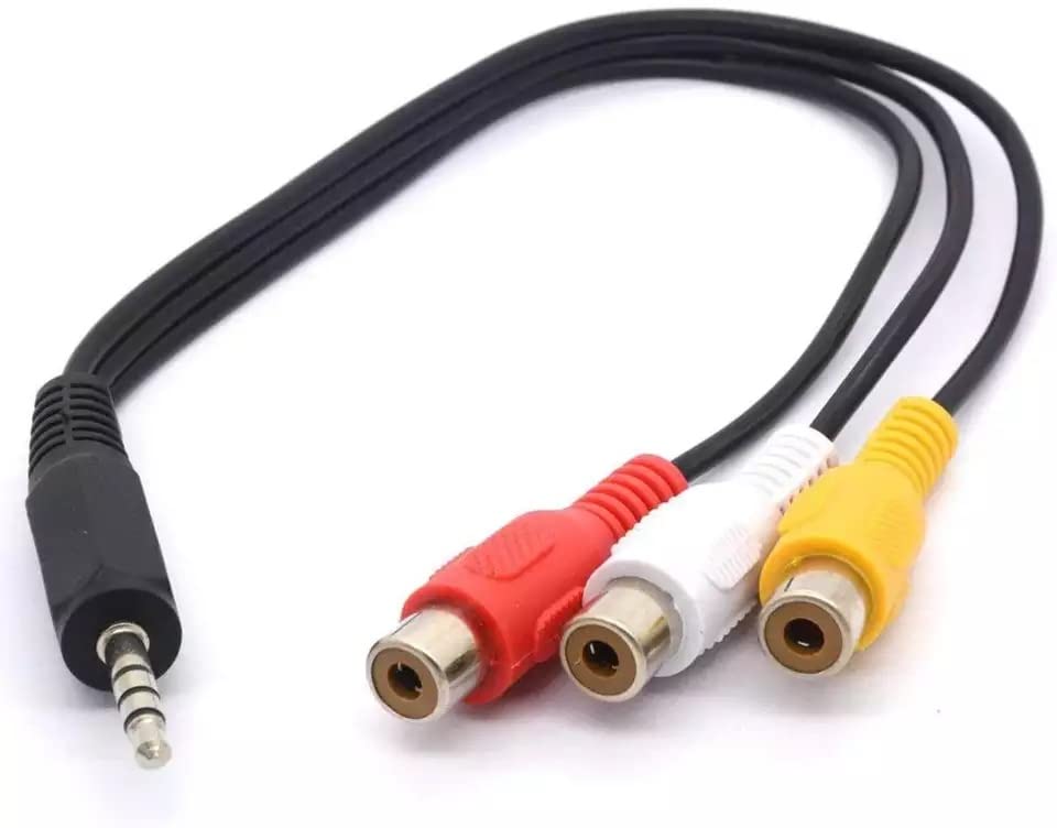 C & E 3.5mm Stereo TRRS Male to 3 RCA Female Composite AV Cable Adapter 12cm