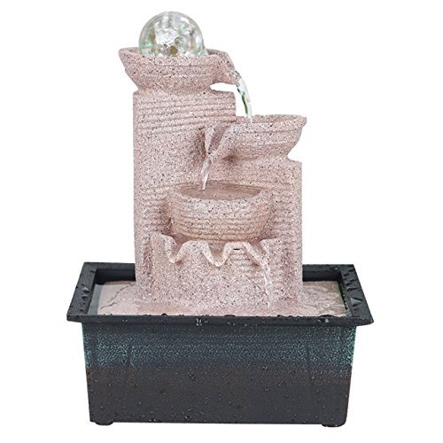 Zimmerbrunnen aus Kunststein in 6 verschiedenen Designs, Farbe:natur;Form:3er Kaskade