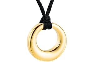 VCCWYQK Collares de urna circular de la vida para cenizas, urnas conmemorativas, collares con colgante de acero inoxidable, joyería de cremación, recuerdo para hombres y mujeres (Oro)