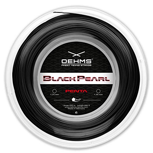 OEHMS Black Pearl Penta, rollo de 200 m, diámetro de 1,25/1,29 mm | monofile Co de poliéster Tenis Cuerdas Talla:1,25 mm