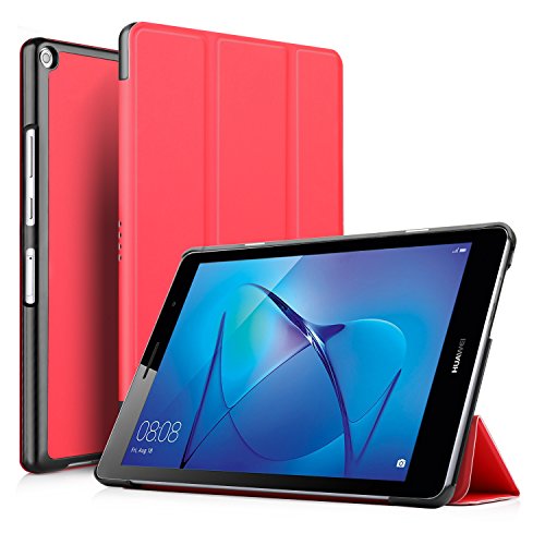 Huawei MediaPad T3 8.0 hülle, IVSO hochwertiges PU Leder Etui hülle Tasche Case - mit Standfunktion, super 360° Anti-Wrestling, ist für Huawei MediaPad T3 8.0 Tablet-PC perfekt geeignet (Rot)