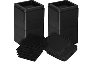 Utopia Bedding 8 Piece Premium Adjustable Furniture Risers (4 High and 4 Short) - Heavy Duty Riser with Strong Space Saving for Beds, Tables, Chairs or Sofas (Pack of 8, Black)
