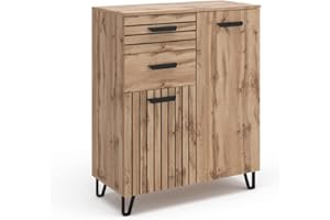 ‎VICCO Vicco Kommode Amber, Kommodenschrank, Eiche/Schwarz, 80 x 100 cm