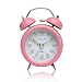 Produktbild DreamSky 3 Zoll Mini Doppelglockenwecker Analog Quarzwecker mit Nachtlicht, lauter Alarm, kein Ticken, Batteriebetrieben(Pink)