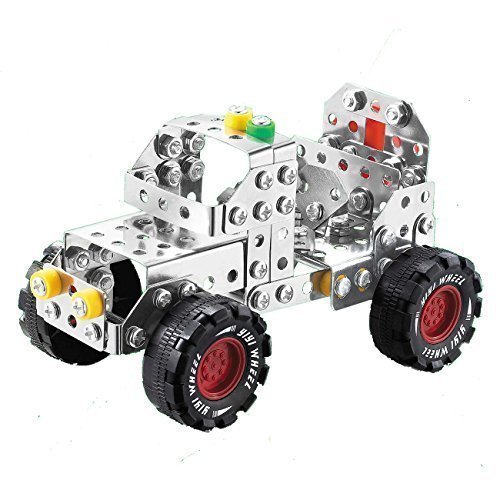 YIXIN Metal Build-n-Play Assemble Disassemble Vehicle Creative Construction Building Block Kit Vehicle Copter Model Building Toy For 6 Years Old + ... (Jeep)
