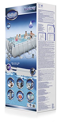 Bestway Power Steel Rectangular Frame Pool Set, hellgrau, mit Filterpumpe + Zubehör, 404 X 201 X 100cm - 4