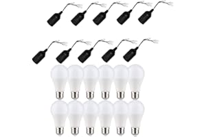 ‎NCC-LICHT NCC-Licht 10 x Baufassung Lampenfassung Renovierfassung E27 schwarz mit Steckklemme + 12 x LED Birne A60 9W E27 matt 820lm