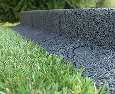 FlexiBorder Bordure de Jardin, Pelouse et Gazon en Caoutchouc Écologique et Étanche, Sans Risque pour les Tondeuses - Pack de 6 x 1 Mètre de long (Couleur Gris)
