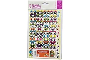 YOUDOIT DTM 38167 Gommette adhésive forme yeux mobiles diamètre 8-15mm 2 planches 594 pièces