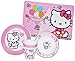 Produktbild 4 tlg. Geschirrset / Frühstücksset Hello Kitty - Porzellan Keramik - Trinktasse + Teller + Müslischale + Unterlage für Kinder - Kindergeschirr Katze Geschirr Porzellangeschirr - Mädchen