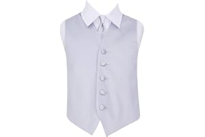 DQT Boys Plain Satin Wedding Waistcoat and Tie Set