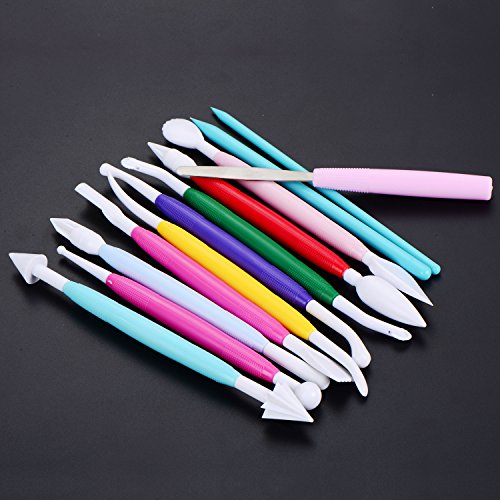 Willbond 12 Stück Töpferei Werkzeug Ton Skulptur Clay Shaping Sculpting Tools Set Keramik Carving Werkzeuge für Keramik Ton Keramik, Verschiedene Farben - 6