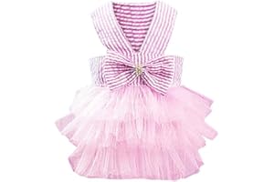 Doublehero Hund Bubble Rock Sommer Mode Streifen Spitze Kleid Hund Kleid Prinzessin Kleider für Hunde Niedlich Ärmellos Kleidung Vintage Bekleidung Hustierkostüm für Feste Halloween Weihnachten