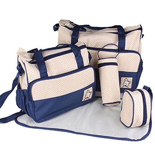 TechnoTec Multi-Function Baby Diaper Nappy Bag/ Mummy Changing Set Handbag (Pack of 5,Blue)