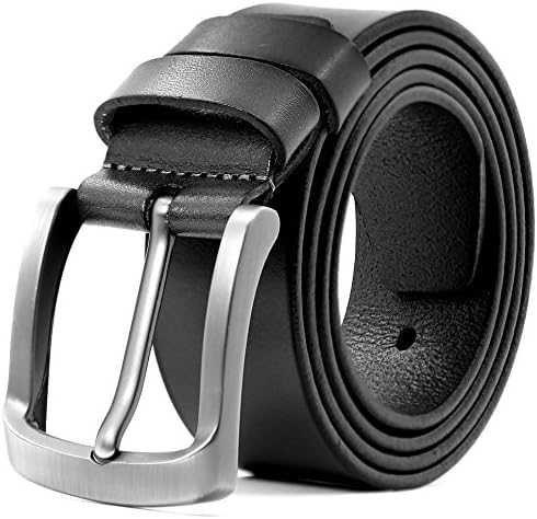 3ZHIYI Mens Full Grain Leather Belt Casual Style Pin Buckle Jeans
